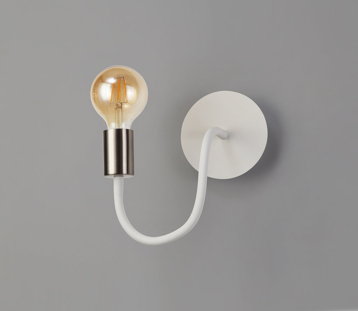 Hawkes Flexible Switched Wall Lamp, 1 Light E27 Satin White/Satin Nickel