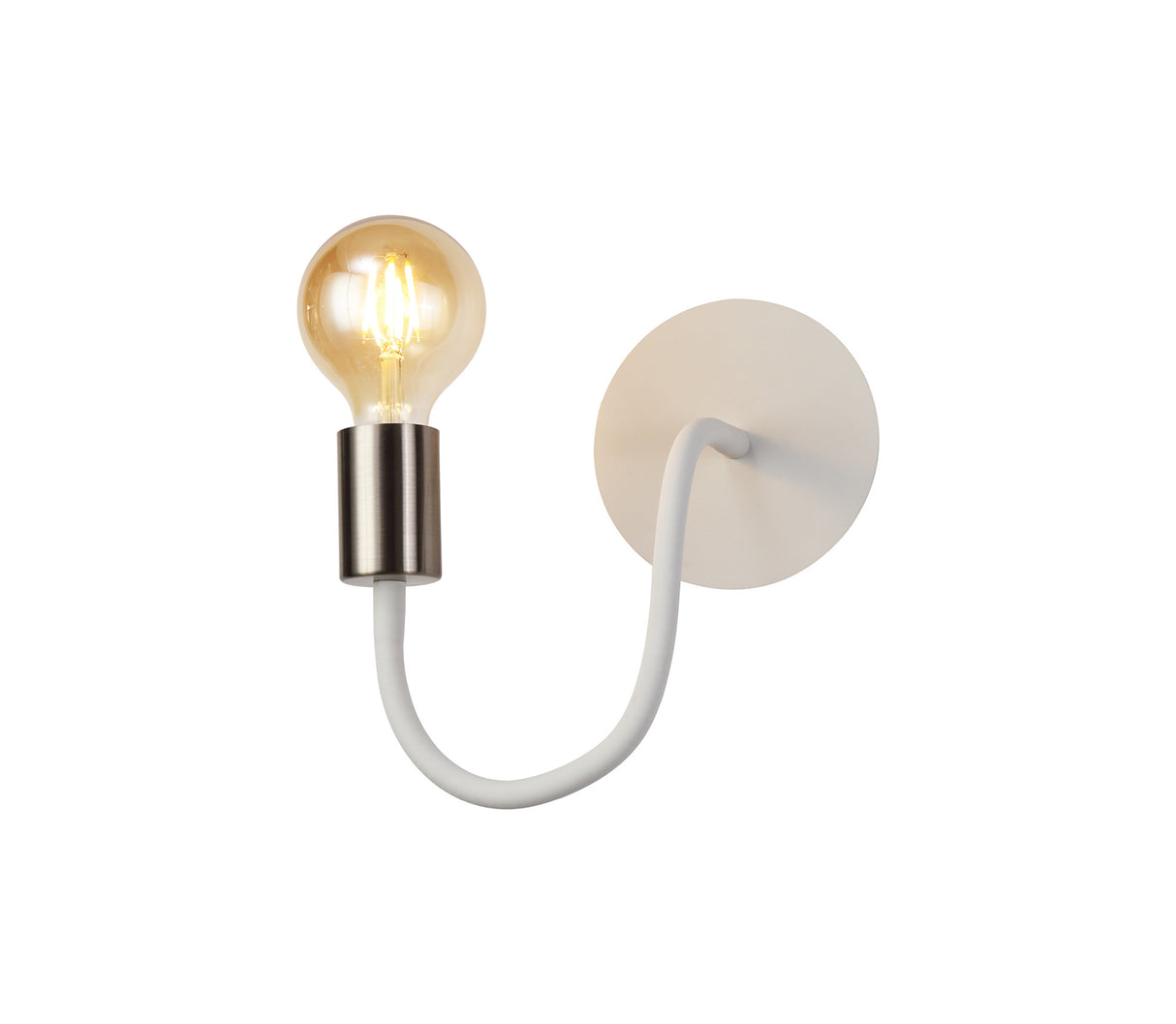 Hawkes Flexible Switched Wall Lamp, 1 Light E27 Satin White/Satin Nickel