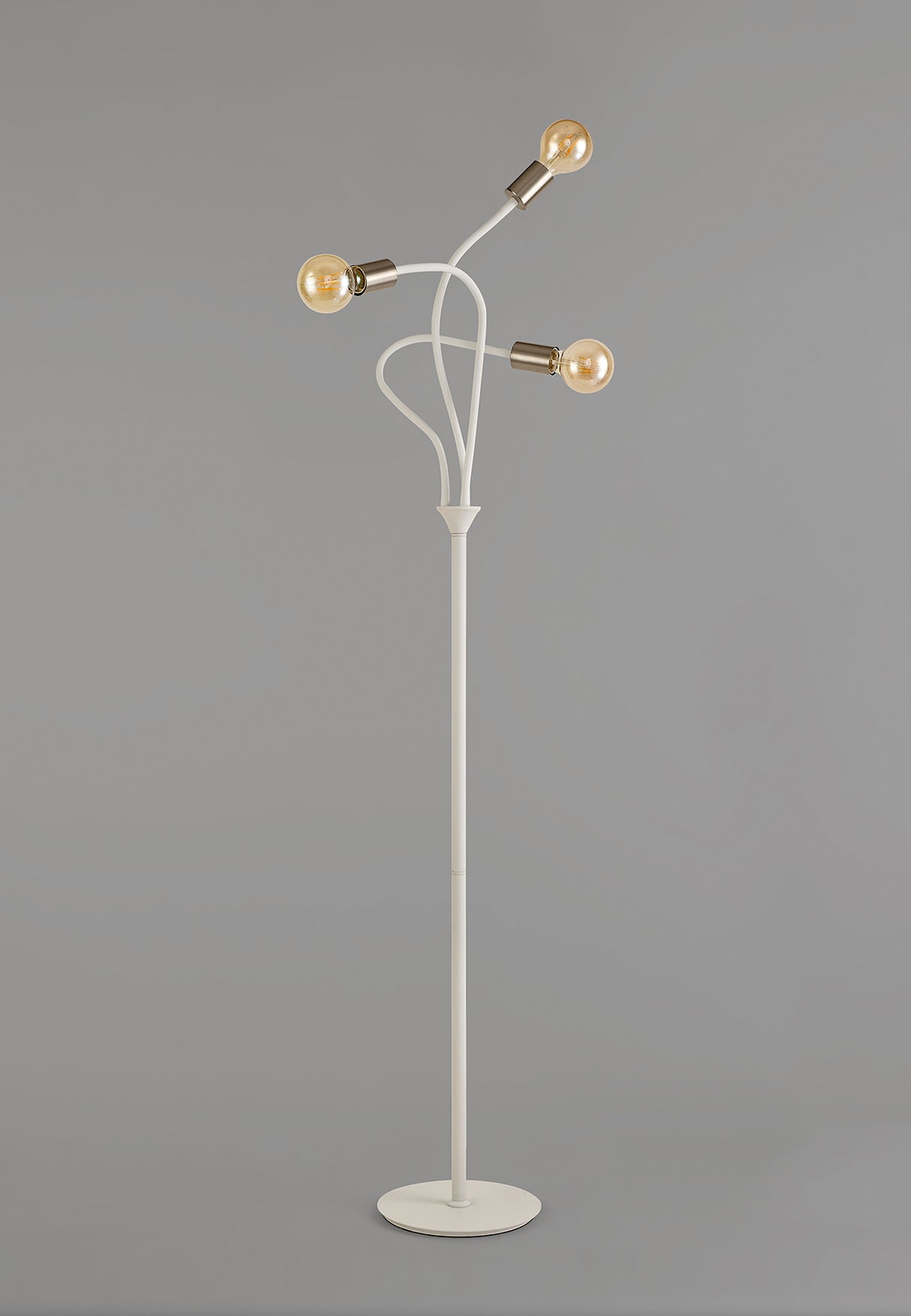 Hawkes Flexible Floor Lamp, 3 Light E27 Satin White/Satin Nickel