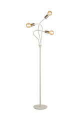 Hawkes Flexible Floor Lamp, 3 Light E27 Satin White/Satin Nickel
