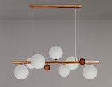 Suggett Linear Pendant , 7 x G9, Antique Copper, Opal & Copper Glass