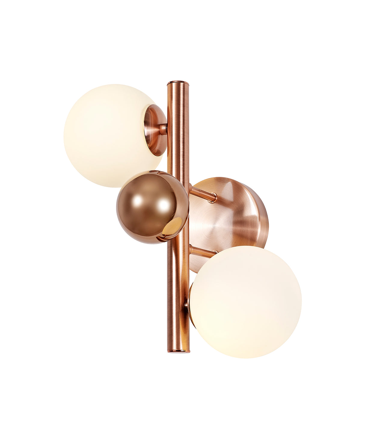 Suggett Wall Lamp, 2 x G9, Antique Copper/Opal & Copper Glass
