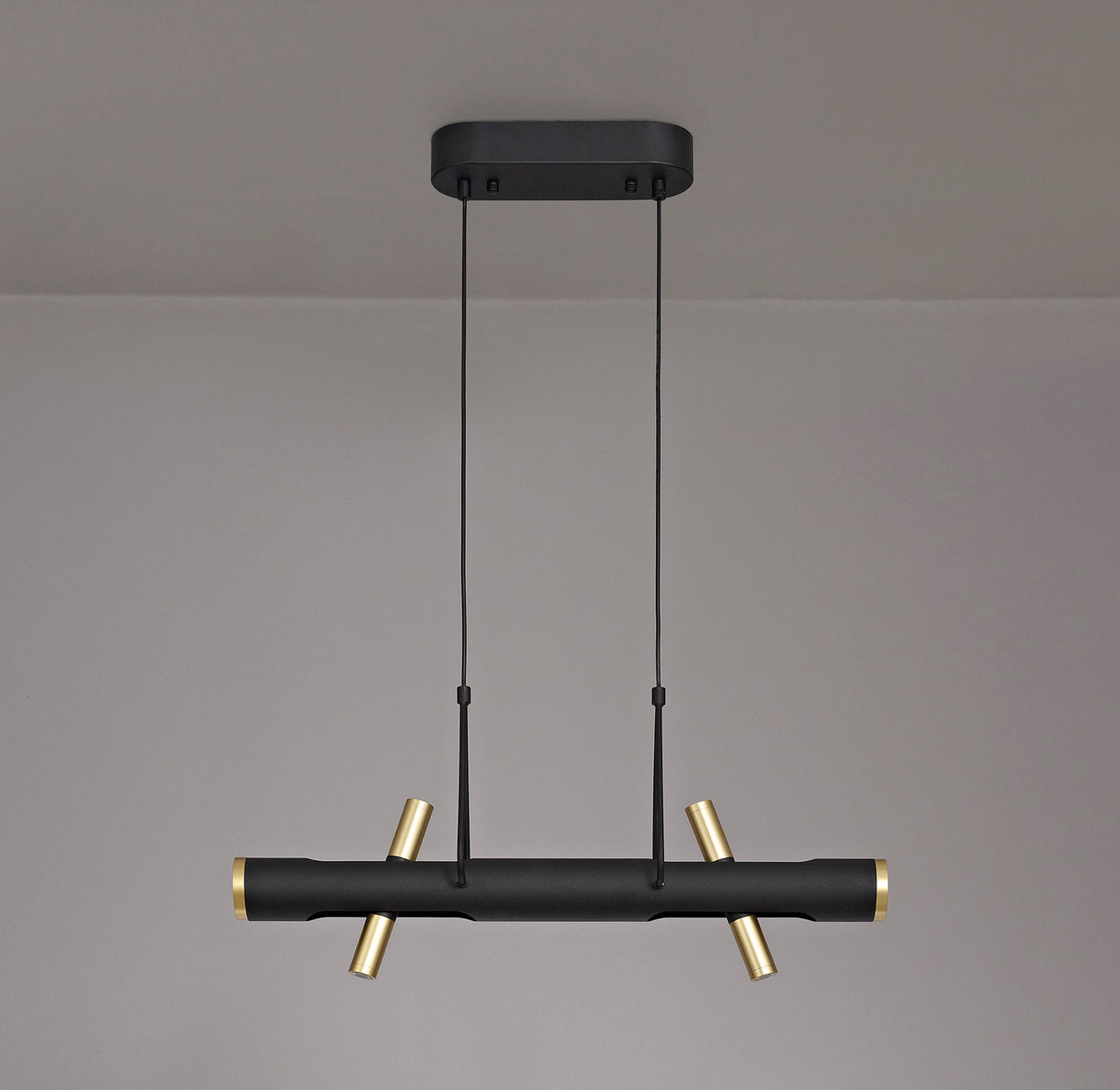 Almond Linear Pendant , 4 x 2W LED, 3000K, 1120lm, Sand Black, Gold, 3yrs Warranty
