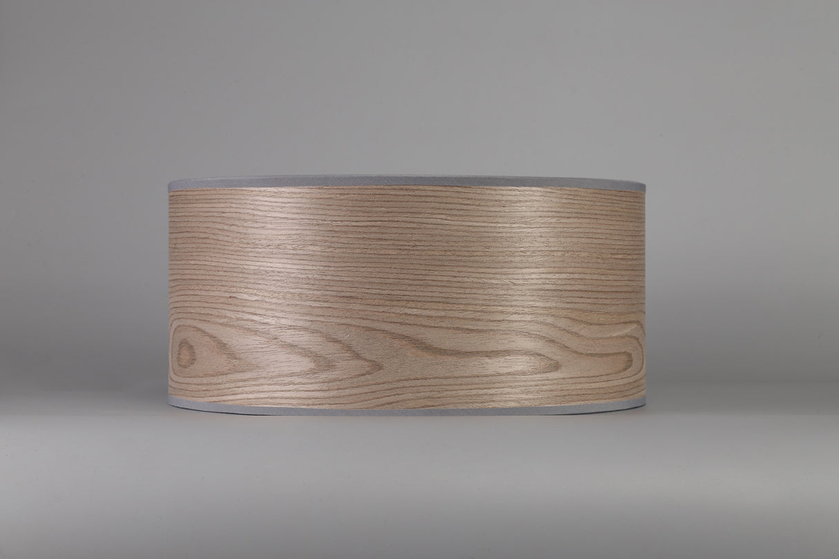 Worthington Round, 395 x 180mm Wood Effect Shade (A), Grey Oak/White Laminate