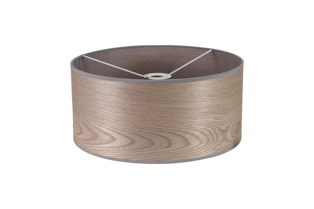 Worthington Round, 395 x 180mm Wood Effect Shade (A), Grey Oak/White Laminate