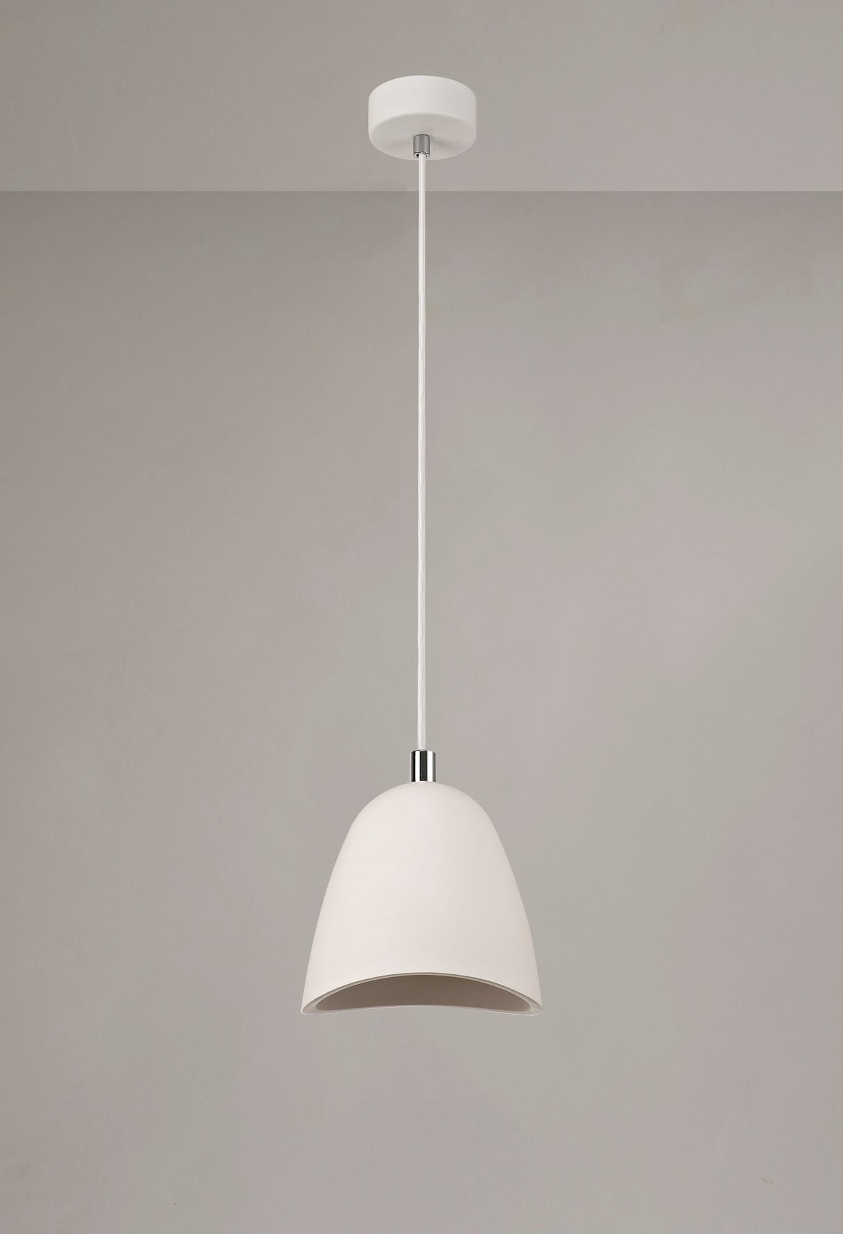 Waldron Medium Pendant, 1 x E27, White Paintable Gypsum