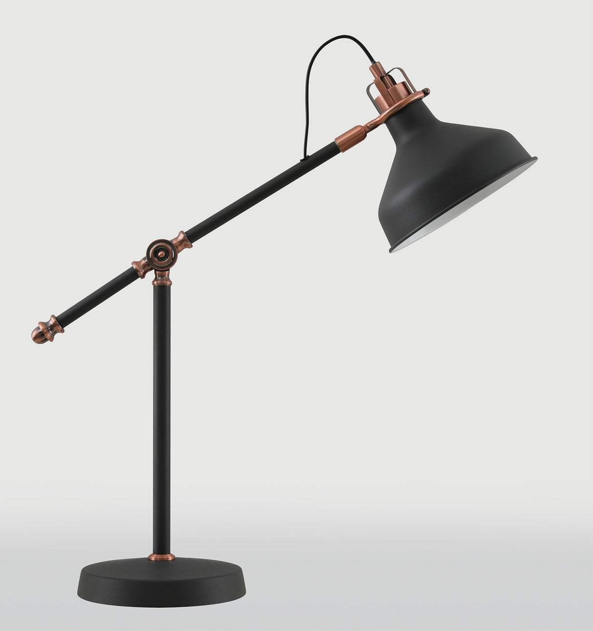 Brown Adjustable Table Lamp, 1 x E27, Graphite/Copper/White