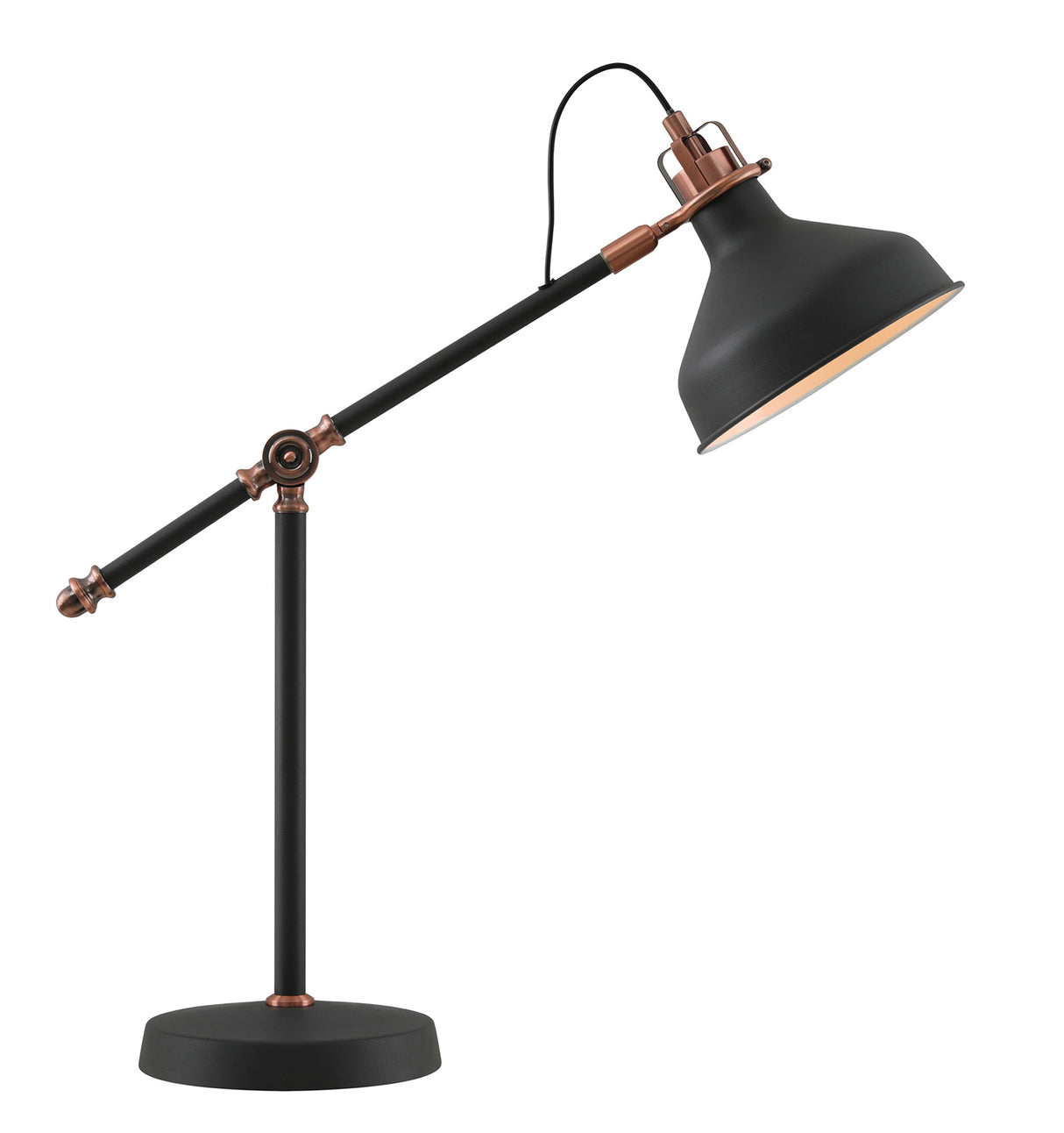 Brown Adjustable Table Lamp, 1 x E27, Graphite/Copper/White