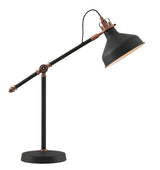 Brown Adjustable Table Lamp, 1 x E27, Graphite/Copper/White