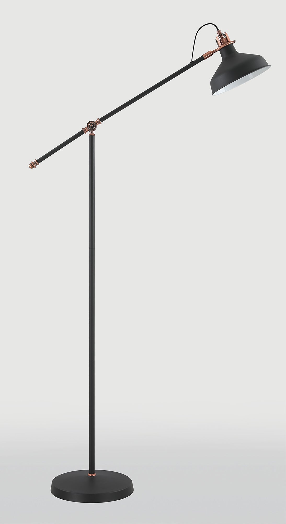Brown Adjustable Floor Lamp, 1 x E27, Graphite/Copper/White