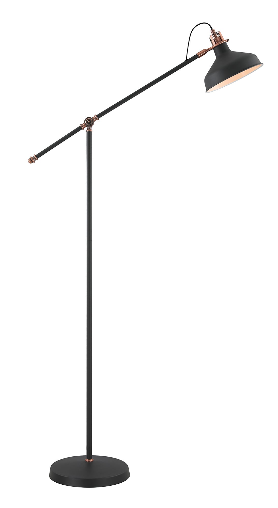 Brown Adjustable Floor Lamp, 1 x E27, Graphite/Copper/White