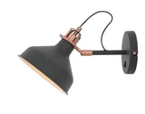 Brown Adjustable Wall Lamp Switched, 1 x E27, Graphite/Copper/White