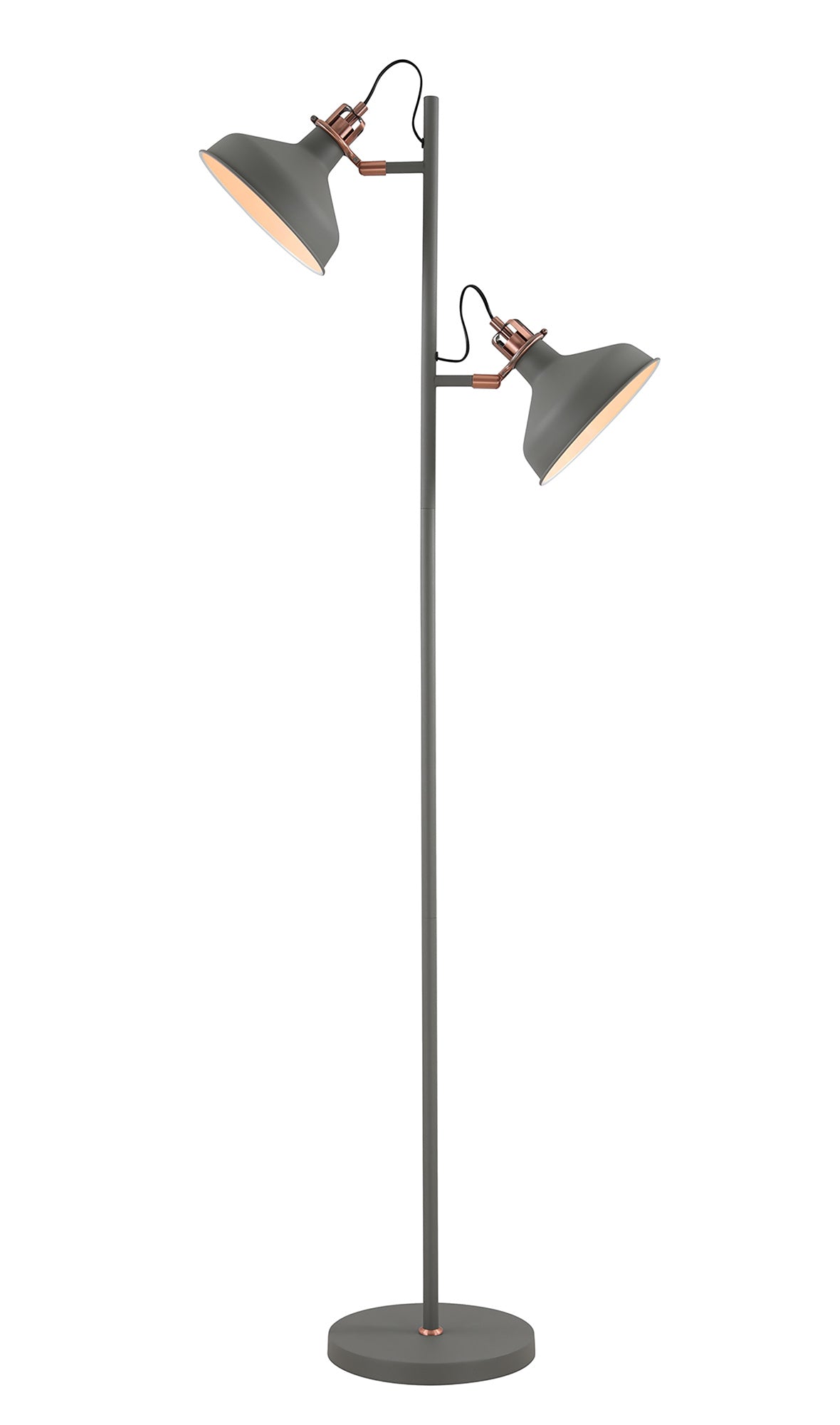 Brown Floor Lamp, 2 x E27, Sand Grey/Copper/White