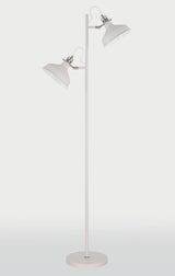 Brown Floor Lamp, 2 x E27, Sand White/Satin Nickel/White