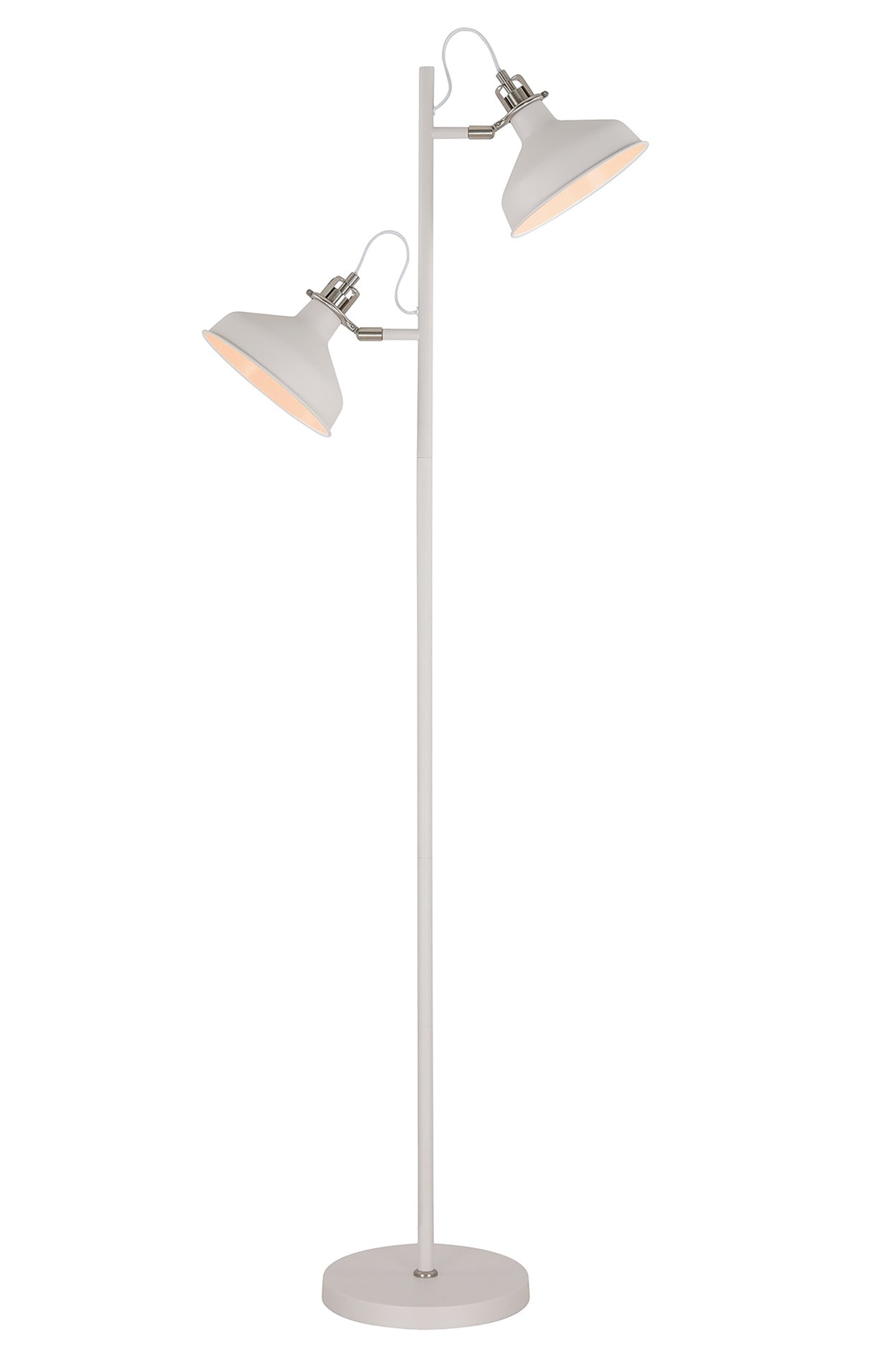 Brown Floor Lamp, 2 x E27, Sand White/Satin Nickel/White
