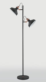 Brown Floor Lamp, 2 x E27, Graphite/Copper/White