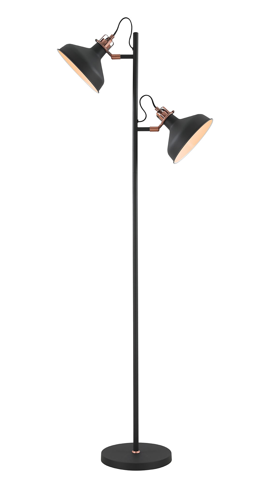 Brown Floor Lamp, 2 x E27, Graphite/Copper/White