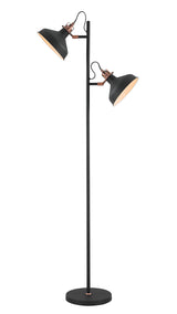 Brown Floor Lamp, 2 x E27, Graphite/Copper/White