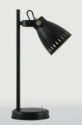 Clough Adjustable Table Lamp, 1 x E27, Matt Black/Antique Brass/Khaki