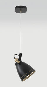 Clough Small Pendant, 1 x E27, Matt Black/Antique Brass/Khaki