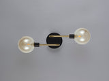 Gayle Wall Lamp, 2 Light G9, Matt Black/Antique Brass/Cognac Glass