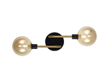 Gayle Wall Lamp, 2 Light G9, Matt Black/Antique Brass/Cognac Glass