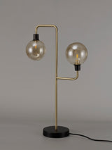 Gayle Table Lamp, 2 Light G9, Matt Black/Antique Brass/Cognac Glass