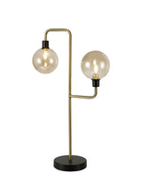Gayle Table Lamp, 2 Light G9, Matt Black/Antique Brass/Cognac Glass
