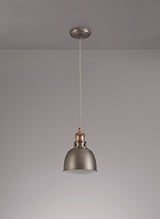 Entwistle Small Pendant, 1 x E27, Antique Silver/Copper/White