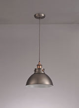 Entwistle Medium Pendant, 1 x E27, Antique Silver/Copper/White