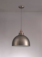 Entwistle Large Pendant, 1 x E27, Antique Silver/Copper/White