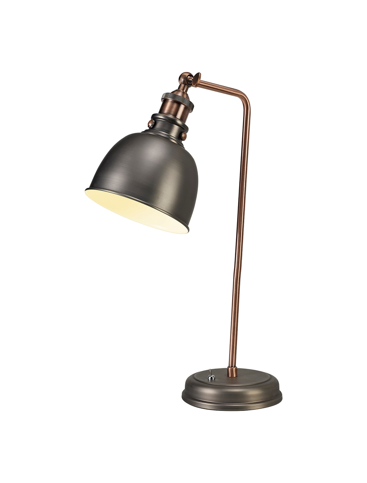 Entwistle Adjustable Table Lamp, 1 x E27, Antique Silver/Copper/White