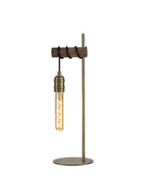 Tiler Table Lamp, 1 x E27, Medium Oak/Antique Brass
