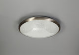 Clarke Ceiling, 35cm 1 x 18W LED, 3000K, 1044lm, IP44, Satin Nickel/Crystaline, 3yrs Warranty