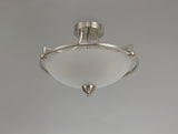 Stokoe Semi Flush Ceiling, 3 Light E27, Satin Nickel/Frosted Glass
