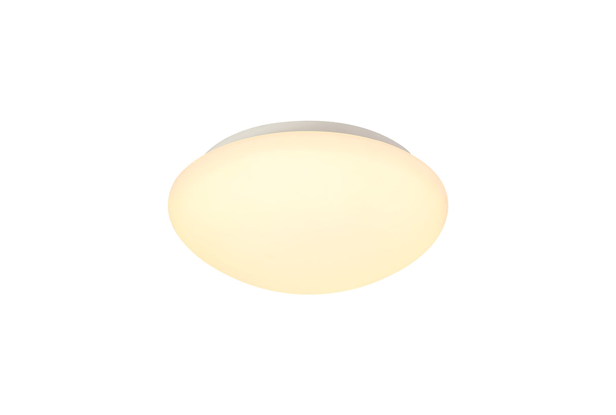 Nicholl Ceiling, 1 x 18W LED, 3000K, 872lm, IP44, White/Frosted Glass, 3yrs Warranty