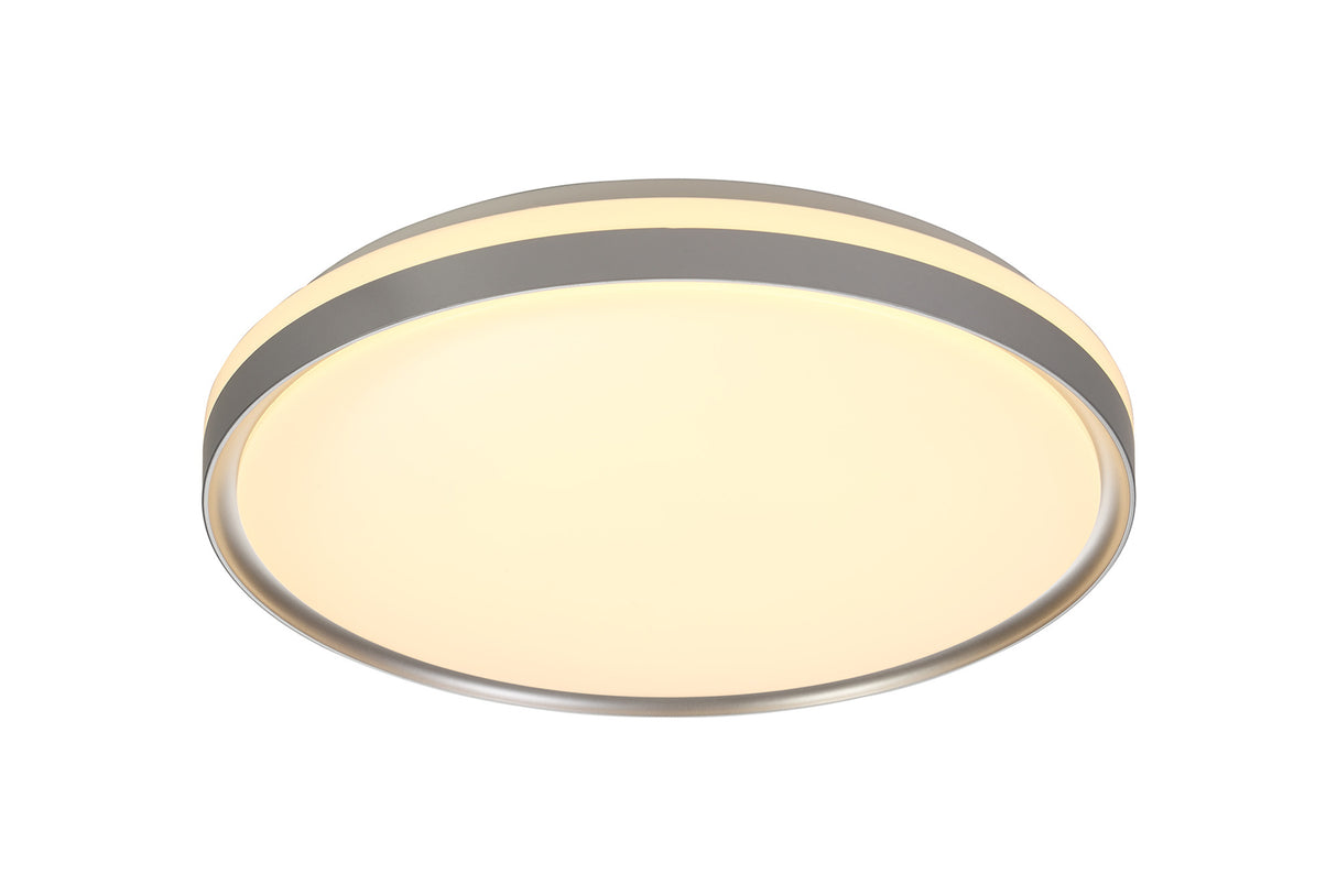 Lee Ceiling 48cm, 1 x 36W LED 3 Step-Dimmable, 3000K, 1575lm, IP44, Silver/White Acrylic, 3yrs Warranty