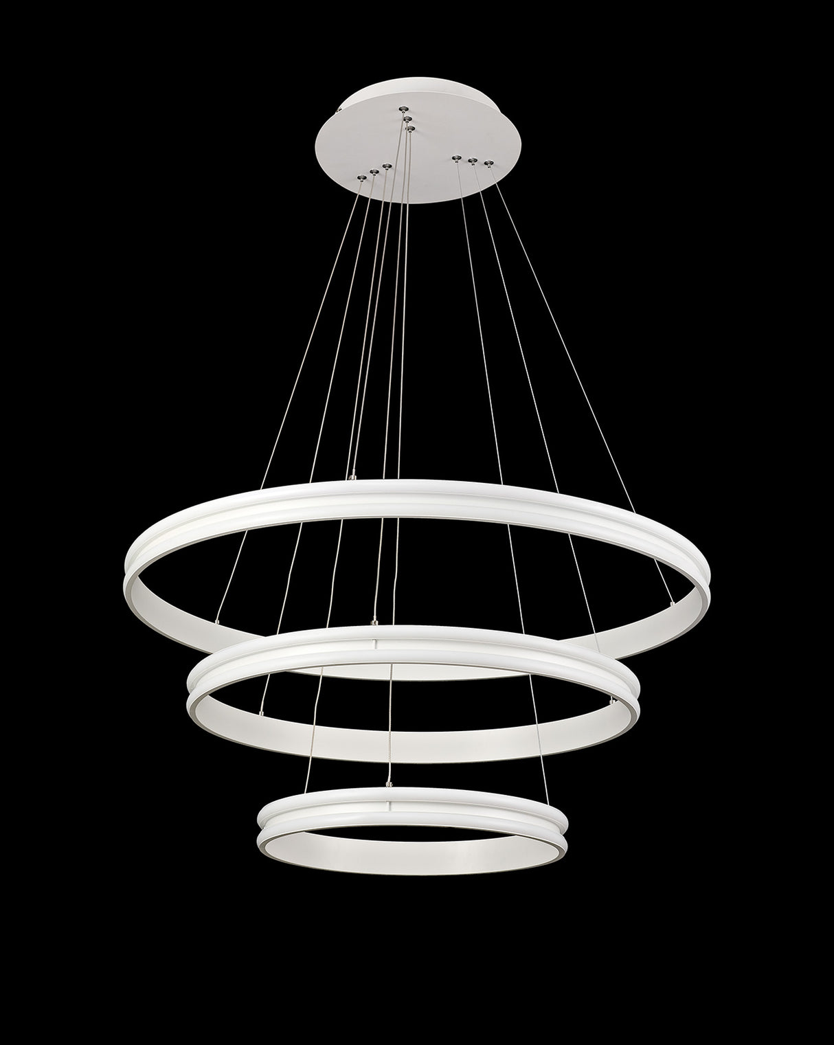 Schwarz Pendant, 3 Light 50W,30W,20W LED, 4000K, 5470lm, Dimmable, Matt White, 3yrs Warranty