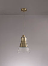 Hindmarch Pendant, 1 x E27, Antique Brass/Clear Glass