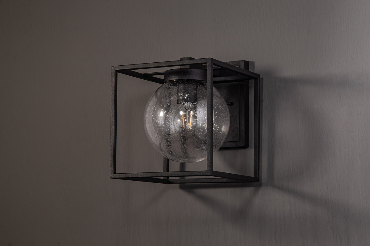 Ball Down Wall Lamp, 1 x E27, IP54, Anthracite/Clear Seeded Glass, 2yrs Warranty