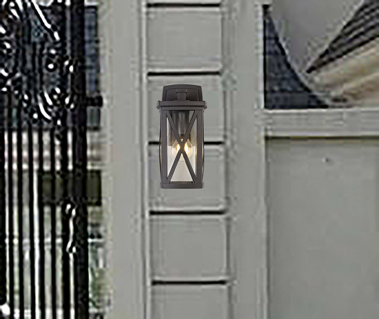Coton Down Criss Cross Wall Lamp, 1 x E27, IP54, Anthracite/Clear Glass, 2yrs Warranty