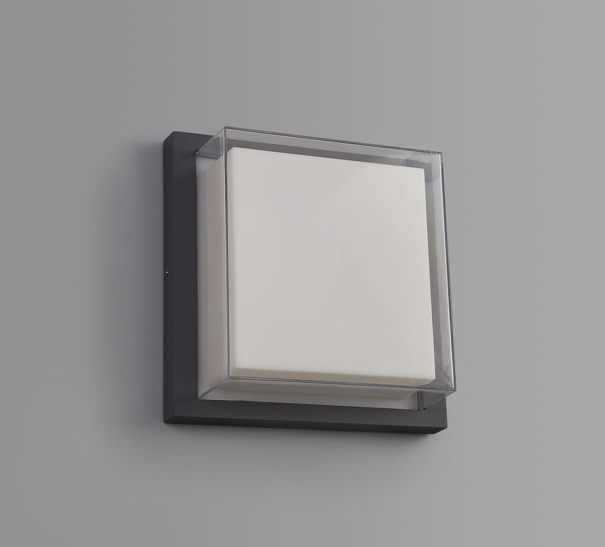 Agboola Wall Lamp, 1 x 16W LED, 3000K, 1135lm, IP65, Anthracite/Opal/Clear PC, 3yrs Warranty