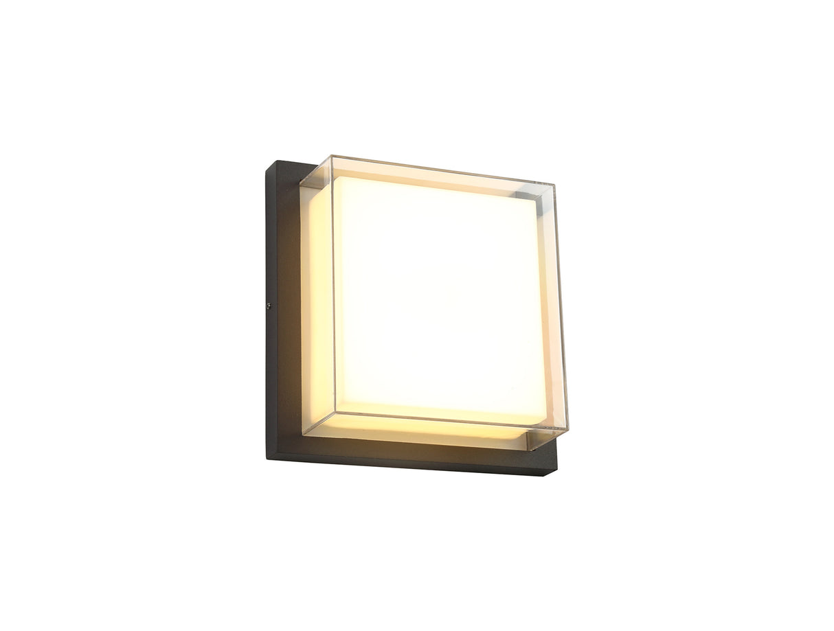 Agboola Wall Lamp, 1 x 16W LED, 3000K, 1135lm, IP65, Anthracite/Opal/Clear PC, 3yrs Warranty