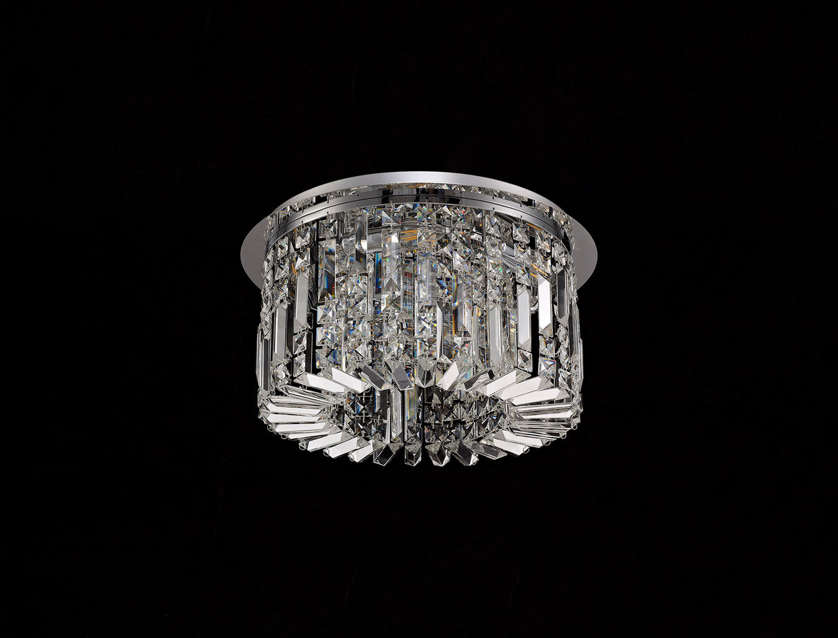 Devine 45cm Round Flush Chandelier, 5 Light E14, Polished Chrome/Crystal