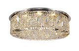 Devine 85cm Round Flush Chandelier, 12 Light E14, Polished Chrome/Crystal Item Weight: 21kg