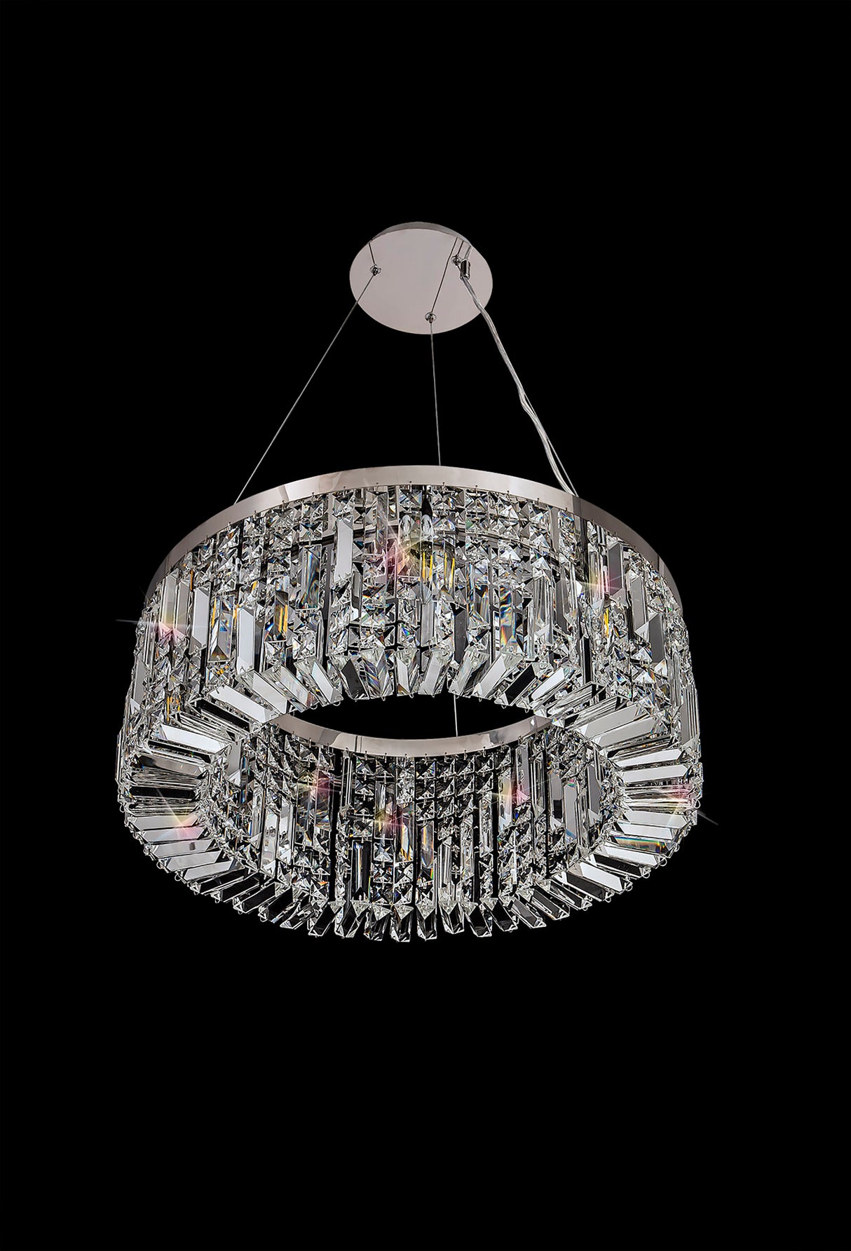 Devine 60cm Round Pendant Chandelier, 8 Light E14, Polished Chrome/Crystal