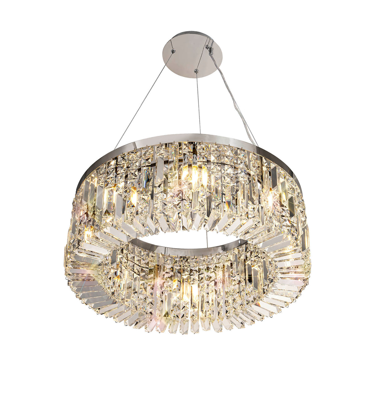 Devine 60cm Round Pendant Chandelier, 8 Light E14, Polished Chrome/Crystal