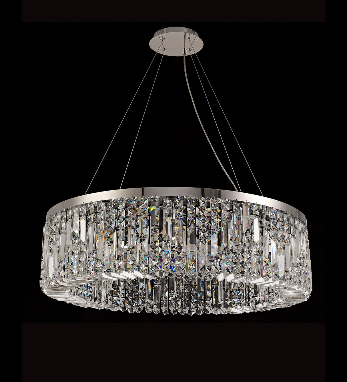 Devine 80cm Round Pendant Chandelier, 12 Light E14, Polished Chrome/Crystal Item Weight: 16.8kg