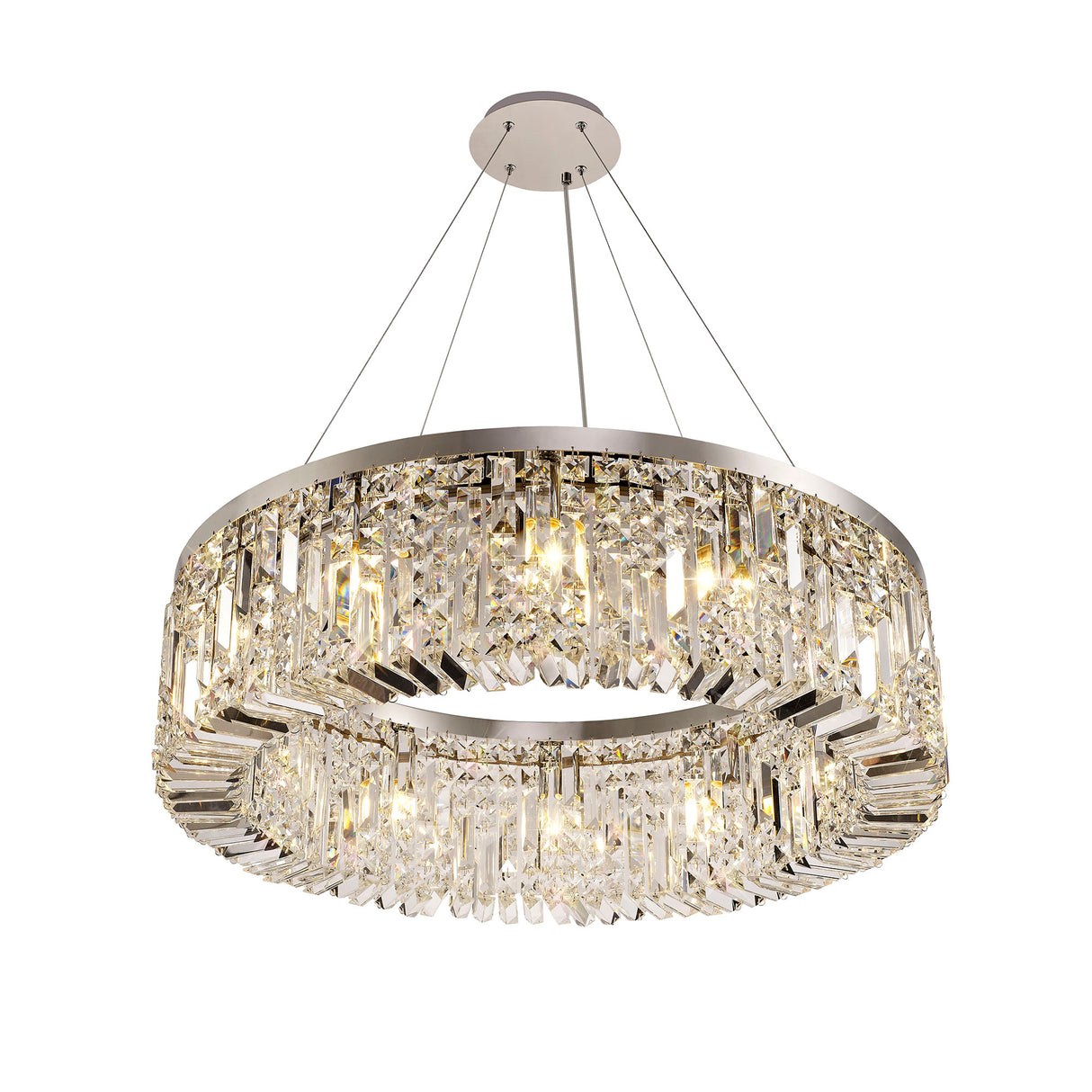 Devine 80cm Round Pendant Chandelier, 12 Light E14, Polished Chrome/Crystal Item Weight: 16.8kg