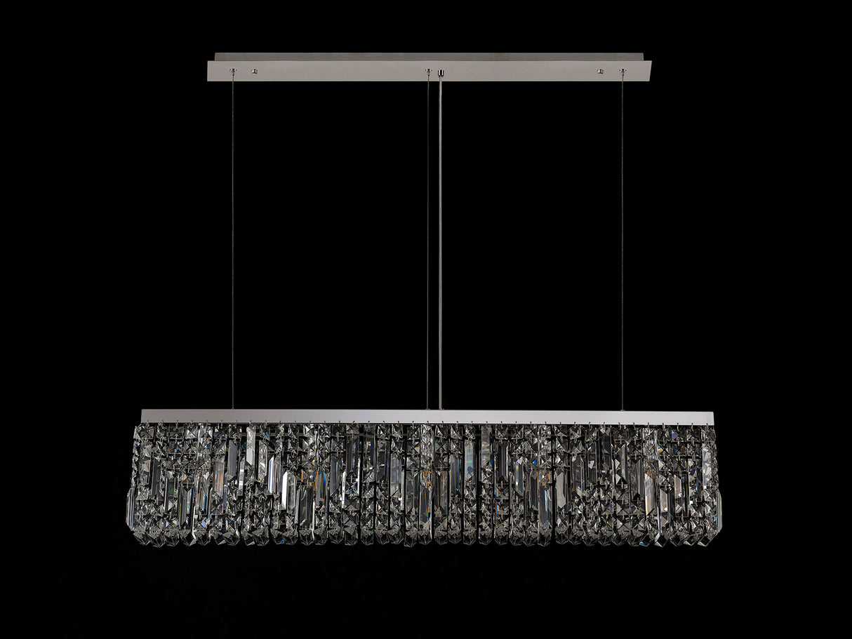 Devine 102x9cm Linear Pendant Chandelier, 5 Light E14, Polished Chrome/Crystal